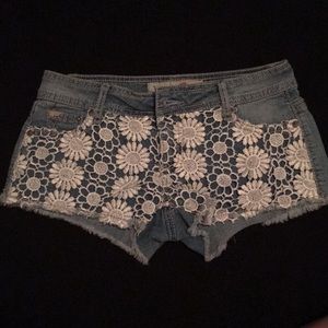 Blue jean crochet shorts